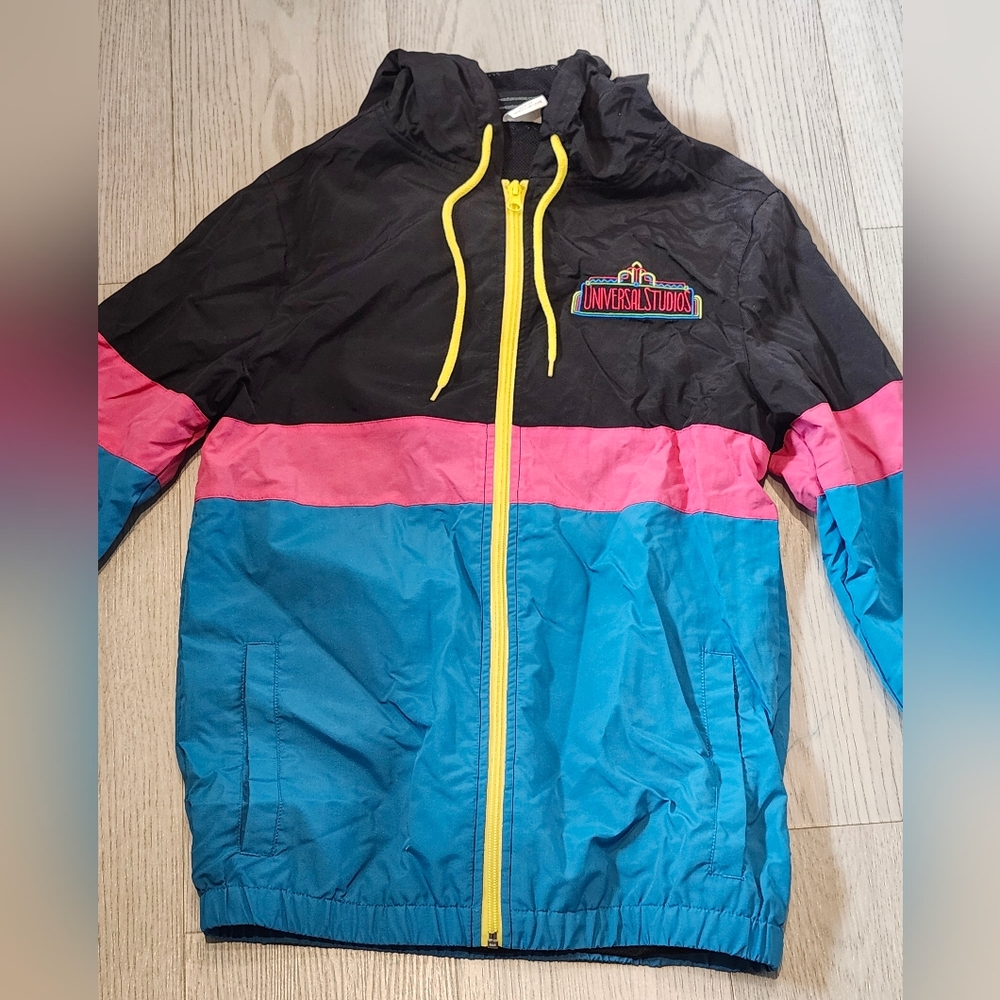 Universal Studios Women's Vibrant Bomber Jacket - Black, Pink, Blue